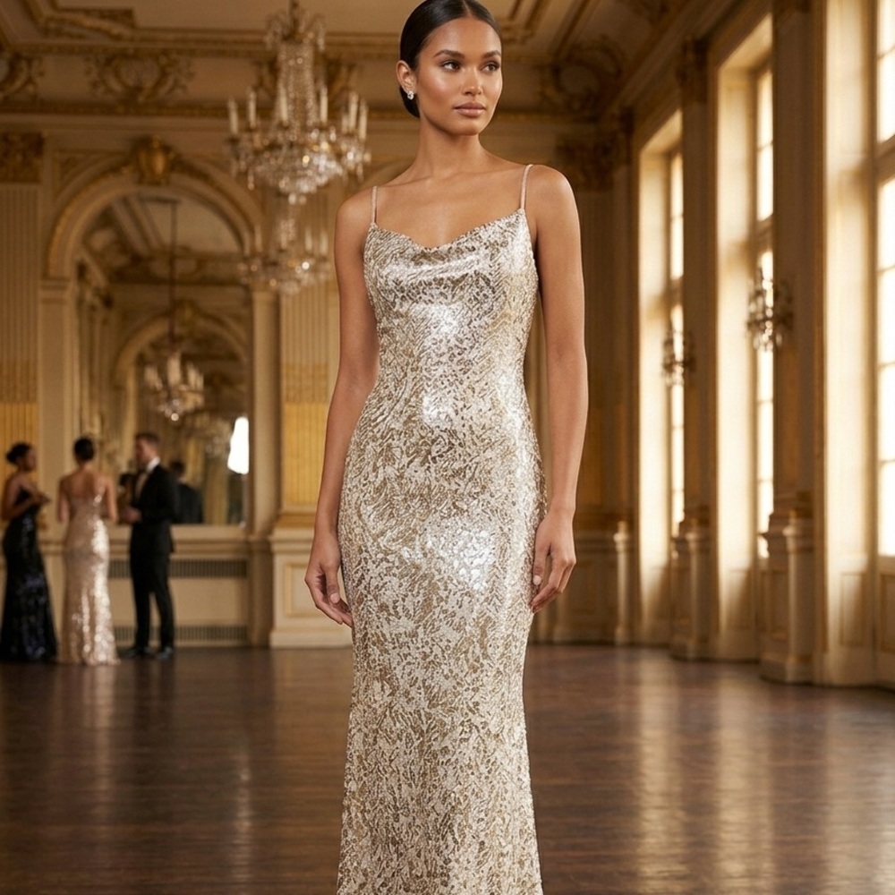 New Taylor Sequin evening elegant Dress